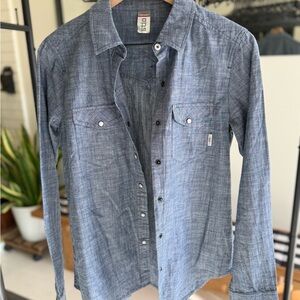 Stio Denim Blue Casual Button-Down Shirt